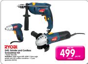 Ryobi Drill, Grinder And Cordless Screwdriver Kit DGS-50K-Per Kit