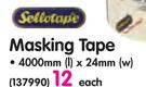 Sellotape Masking Tape-4000mm(l)x24mm(w) Each
