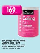 Homestead 5ltr Ceilings Pink To White Water Based Paint