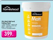 Homestead 20ltr Matt Wall And Ceiling Paint