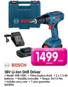 Bosch 18V Li-ion Drill Driver GSR-1800
