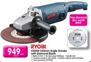 Ryobi 2100W 230mm Angle Grinder With Diamond Blade G-232
