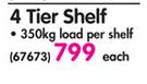 Geelong 4 Tier Shelf 350kg Load Per Shelf