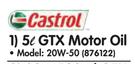 Castrol 5ltr GTX Motor Oil-20W-50 Each