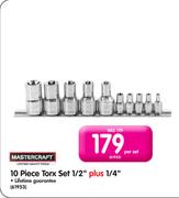 Mastercraft 10-Piece Torx Set 1/2" Plus 1/4"