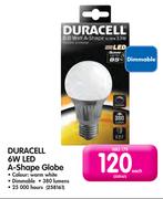 Duracell 6W LED A-Shape Globe
