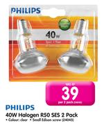 Philips 40W Halogen R50 SES 2 Pack