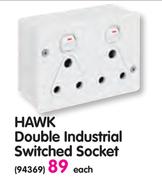 Hawk Double Industrial Switched Socket Each