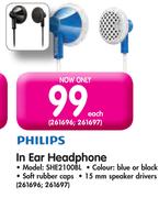 Philips In Ear Headphones-SHE2100BL Each