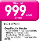 Elegance Gas/Electric Heater SN08 ED