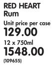 Red Heart Rum-12x750ml