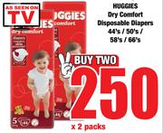 Huggies Dry Comfort Disposable Diapers-For 2 x 44's/50's/58's/66's