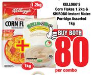 Kellogg's Corn Flakes 1.2Kg & Shibobo Instant Maize Porridge Assorted 1Kg-Both For