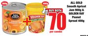 All Gold Smooth Apricot Jam 900g & Golden Ray Peanut Spread 400g-Per Combo