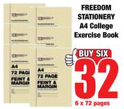 Freedom Stationery A4 College Exercise Book-6 x 72 Pages