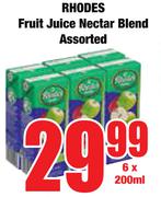 Rhodes Fruit Juice Nectar Blend Assorted-6 x 200ml