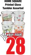 Home Square Printed Glass Tumbler Assorted-For 4