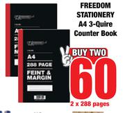 Freedom Stationery A4 3 Quire Counter Book 2 x 288 Pages