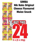 Simba Nik Naks Original Cheese Flavoured Maize Snack-2 x 5 x 22g
