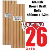 Marlin Brown Kraft Rolls 480mm x 1.2m-For 2 x 5's