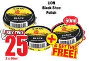 Lion Black Shoe Polish-2 x 50ml