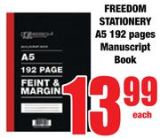 Freedom Stationery A5 192 Pages Manuscript Book-Each