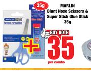 Marlin Blunt Nose Scissors & Super Stick Glue Stick 35g-Per Combo