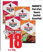 Nando's Peri Peri Sauce Sachet Assorted-4 x 25g