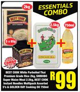 Best Cook White Parboiled Thai Premium Grade Rice 2Kg,Shibobo Super Maize Meal 2.5Kg-Combo