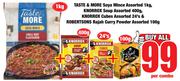 Taste & More Soya Mince 1Kg,Knorrox Soup 400g,Knorrox Cubes 24's/Robertsons Rajah Curry Powder 100g