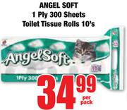Angel Soft 1 Ply 300 Sheets Toilet Tissue Rolls-10's Per Pack