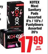 Kotex Maxi Sanitary Pads Assorted 8's/10's/Pantyliners 20's-Per Pack