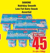 Danone Nutriday Smooth Low Fat Dairy Snack Assorted-3 x 6 x 100g