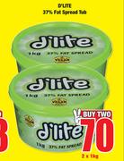 D'Lite 37% Fat Spread Tub-2 x 1Kg