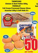 Thompsons Chicken & Beef Patties 600g,Parmalat Full Cream Processed Cheese Slices 200g-Per Combo
