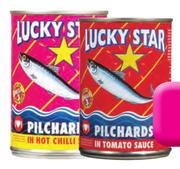 Lucky Star Pilchards in Chilli or Tomato Sauce-12 x 400gm