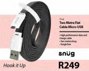 Snug Two Metre Flat Cable Micro-USB