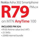 Nokia Asha 302 Smartphone-On MTN Any Time 100