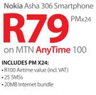 Nokia Asha 306 Smartphone-On MTN Any Time 100