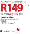 Nokia Lumia 520 Smartphone-On MTN Any Time 100