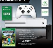  XBOX One S 500GB Console+Minecraft+Play And Charge Kit+3-Month Live Card