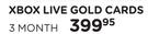 Microsoft Xbox Live Gold Cards 3 Month