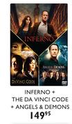 Inferno+The Da Vinci Code+Angles & Demons Movie DVD