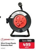 Powerworx 20m 1.5mm Plastic Extension Reel-Each