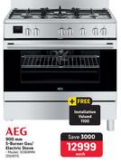 AEG 900mm 5-Burner Gas/ Electric Stove 10369MN