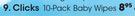 Clicks 10 Pack Baby Wipes