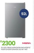 Mora 92L Nett Mettalic Bar Fridge M125RTS/H125RTS/H120RTS/RWH/RS 20-529