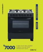 Obac 6 Burner Compact Full Gas 76X60 Matt Black Stove OB760G/S 21-585 