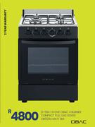 Obac 4 Burner Compact Full Gas 60X60 Matt Blk OB600G 21-584