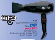 ETI 2000W Milano Hairdryer